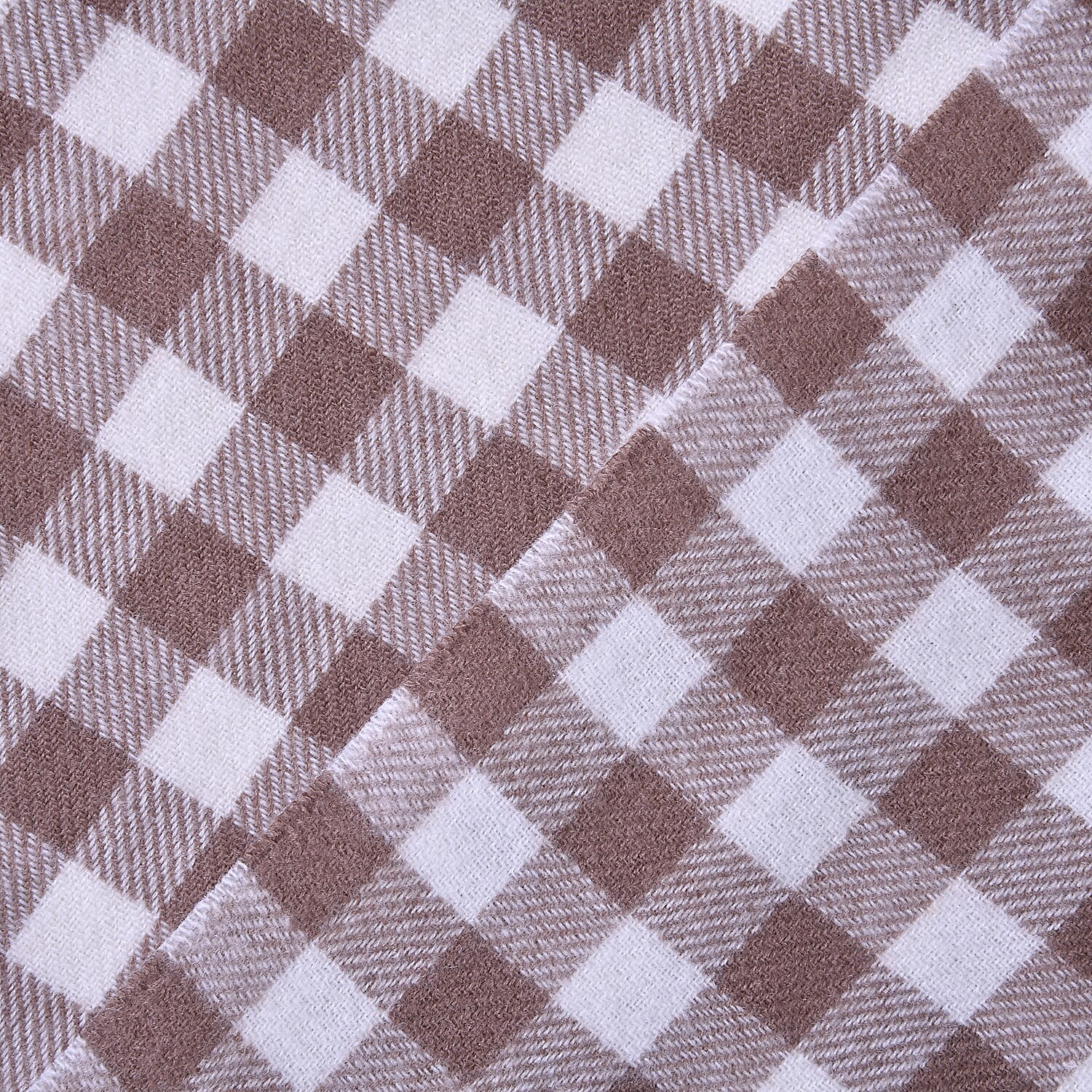 Winter New Arrival Checkered Pattern Knitted Scarf with Tassels (Size - 175x68 Cm) - Camel