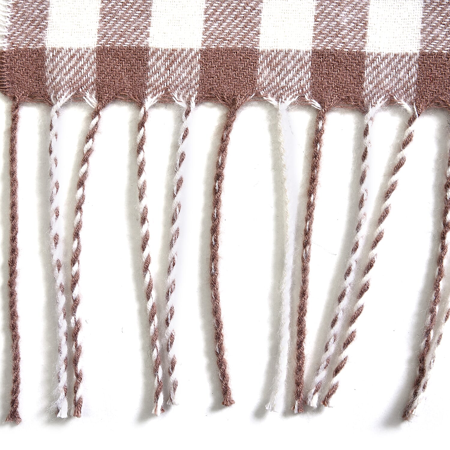 Winter New Arrival Checkered Pattern Knitted Scarf with Tassels (Size - 175x68 Cm) - Camel