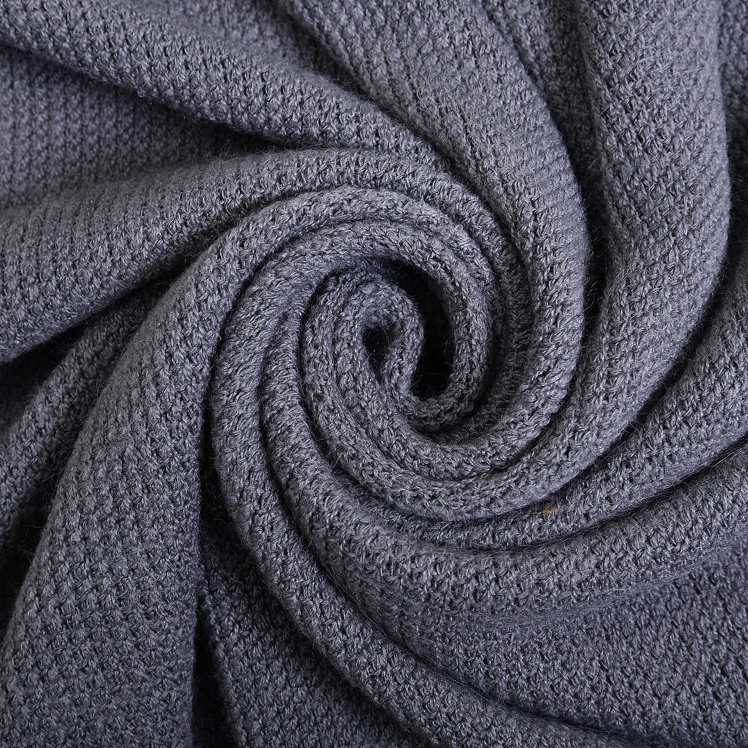 Winter New Arrival Knitted Shawl with Tassels (Size- 160x65 Cm) - Dark Grey