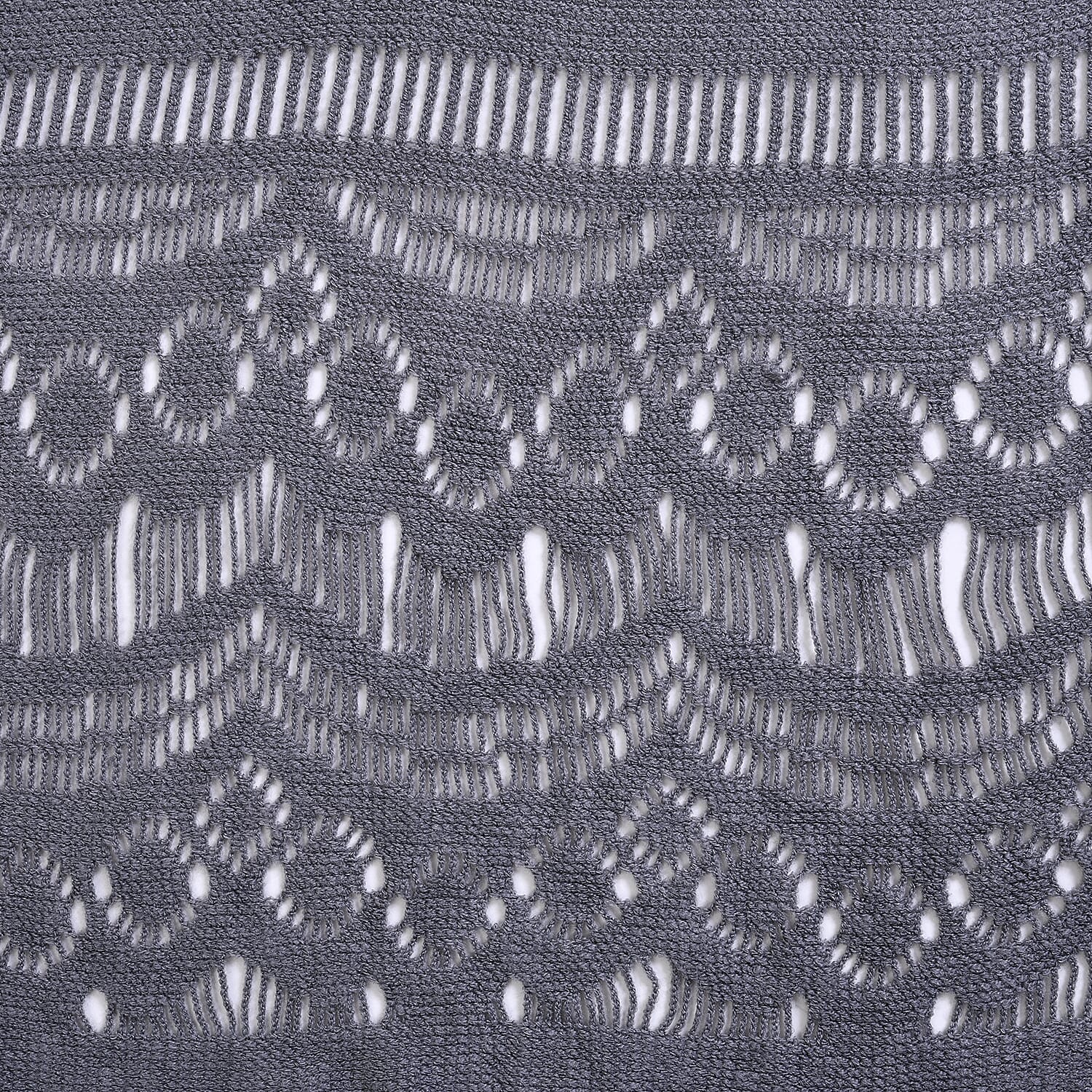 Winter New Arrival Knitted Shawl with Tassels (Size- 160x65 Cm) - Dark Grey