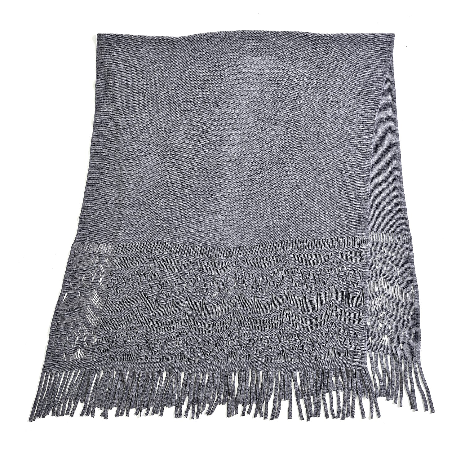 Winter New Arrival Knitted Shawl with Tassels (Size- 160x65 Cm) - Dark Grey