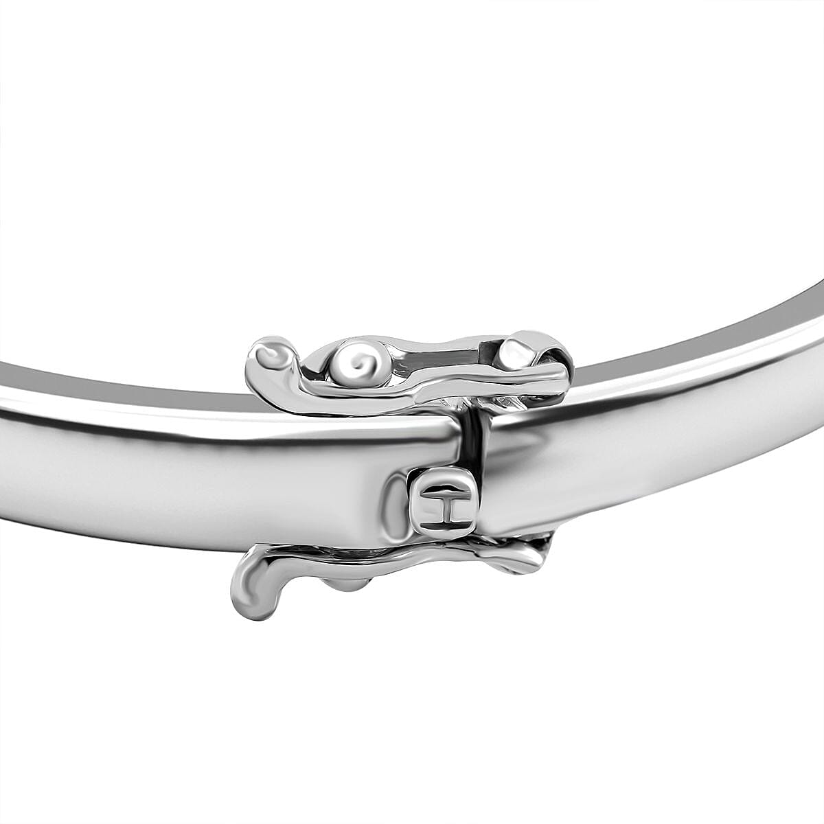 Moissanite Bangle (Size - 7) in Rhodium Overlay Sterling Silver, Silver Wt. 12.00 Gms