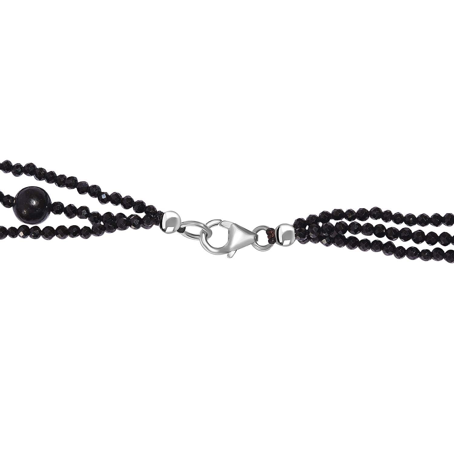 One Time Deal-Boi Ploi Black Spinel & Shungite Multi Strand Necklace (Size - 20) in Sterling Silver 105.00 Ct