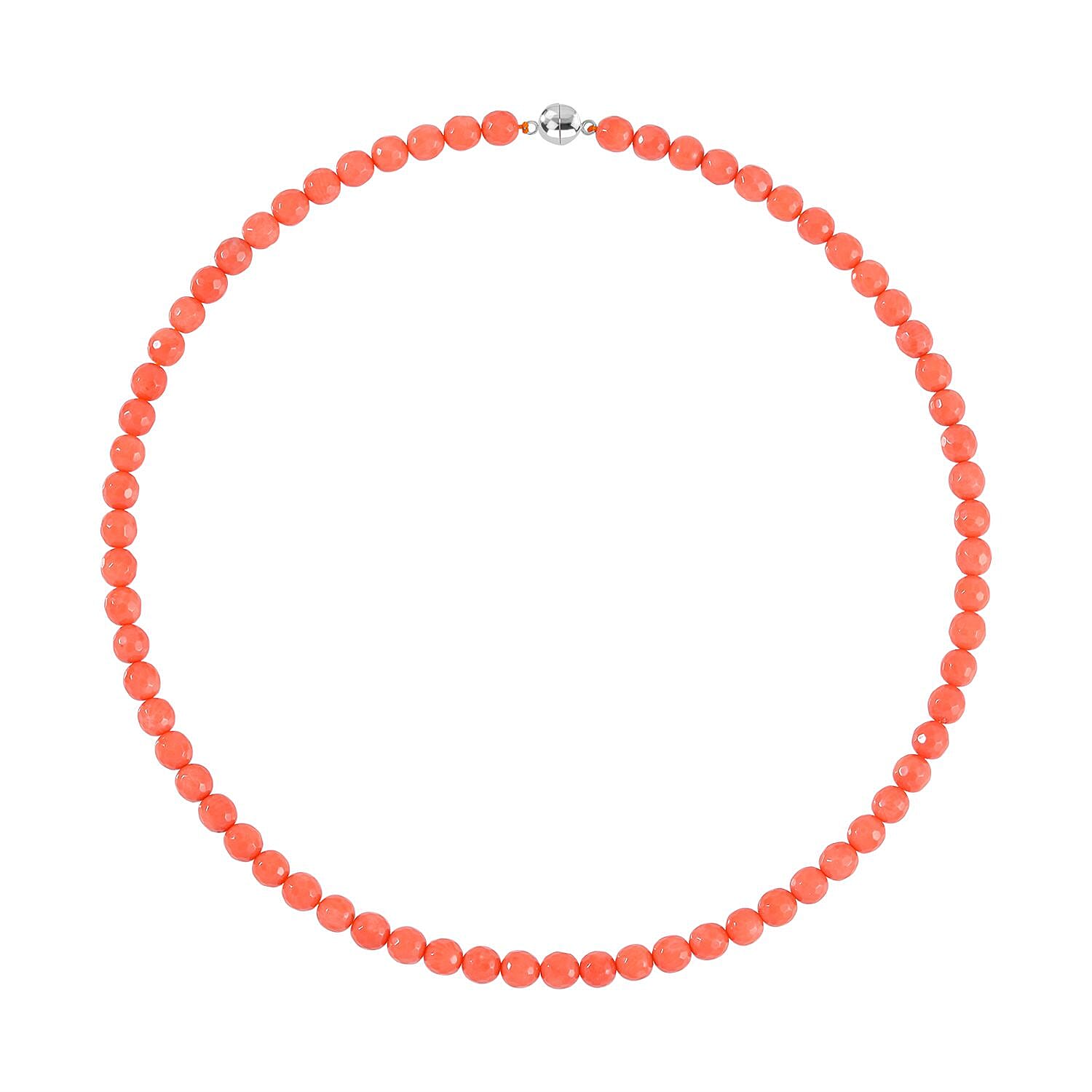 One Time Deal-Coral Beads Necklace (Size - 20) in Rhodium Overlay Sterling Silver 150.00 Ct