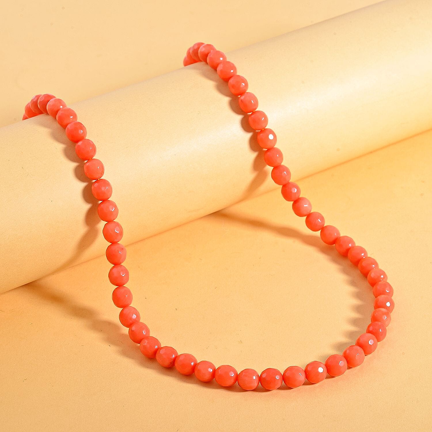 One Time Deal-Coral Beads Necklace (Size - 20) in Rhodium Overlay Sterling Silver 150.00 Ct