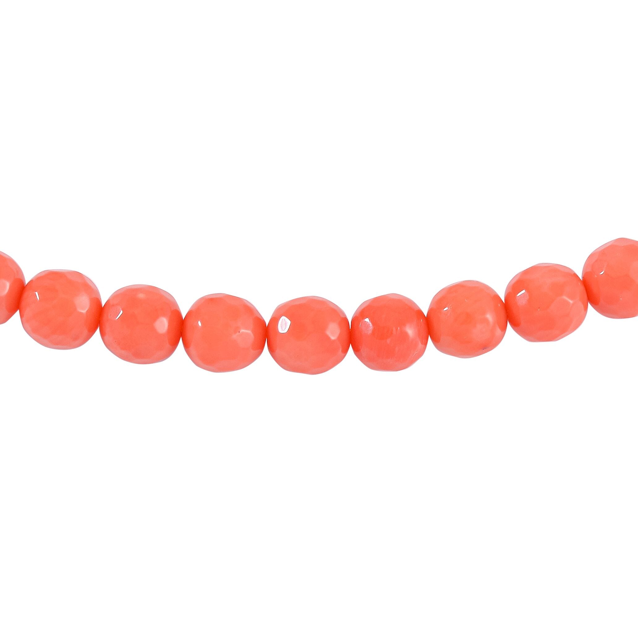 One Time Deal-Coral Beads Necklace (Size - 20) in Rhodium Overlay Sterling Silver 150.00 Ct