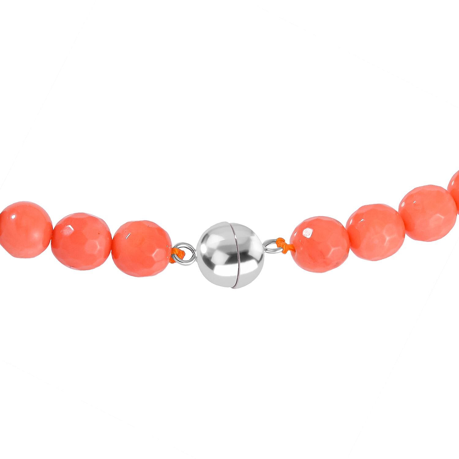 One Time Deal-Coral Beads Necklace (Size - 20) in Rhodium Overlay Sterling Silver 150.00 Ct