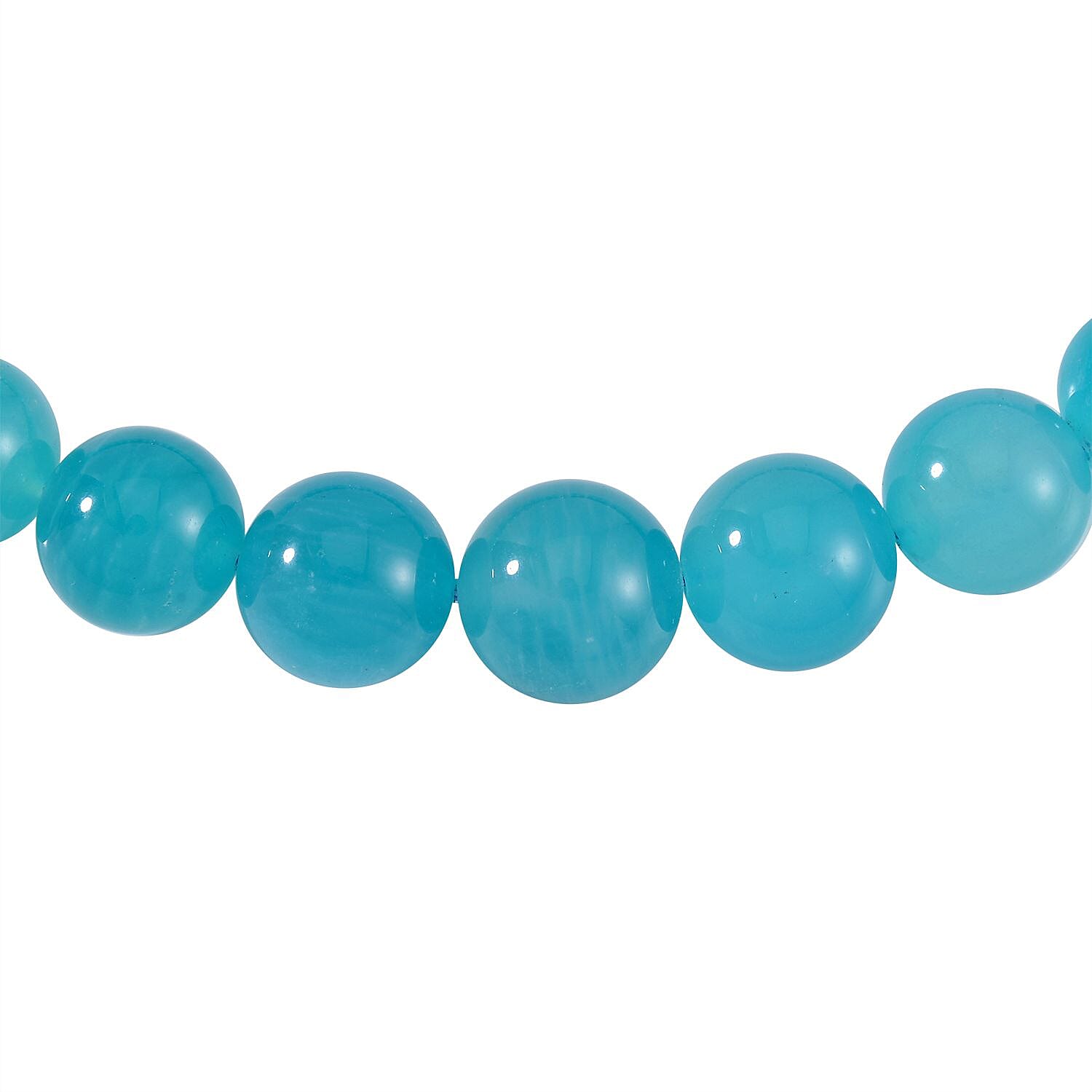 Collectors Edition- AAA Amazonite Necklace (Very Rare Size 13-16 mm-Size - 20) in Rhodium Overlay Sterling Silver 500.00 Ct.