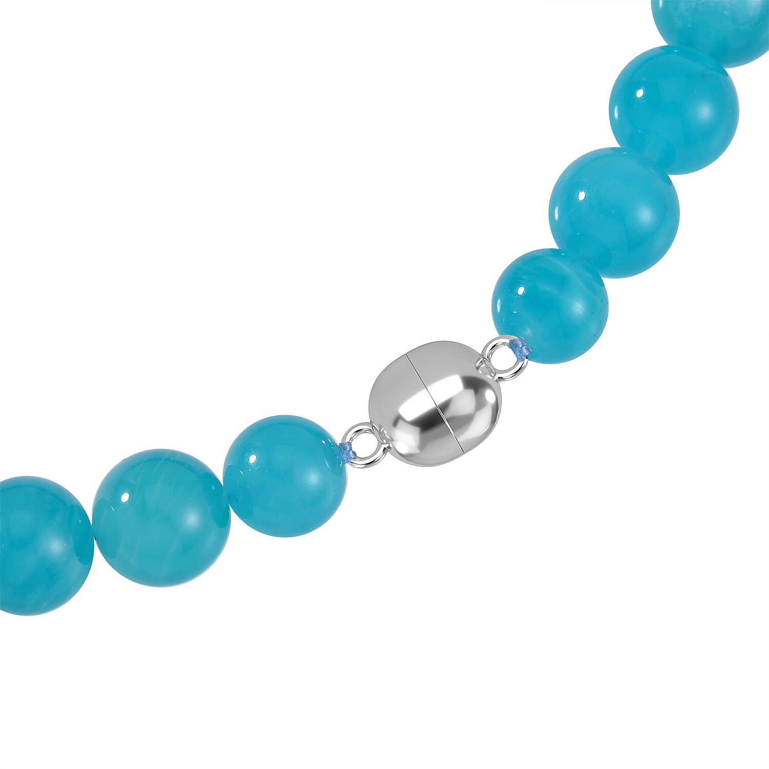 Collectors Edition- AAA Amazonite Necklace (Very Rare Size 13-16 mm-Size - 20) in Rhodium Overlay Sterling Silver 500.00 Ct.