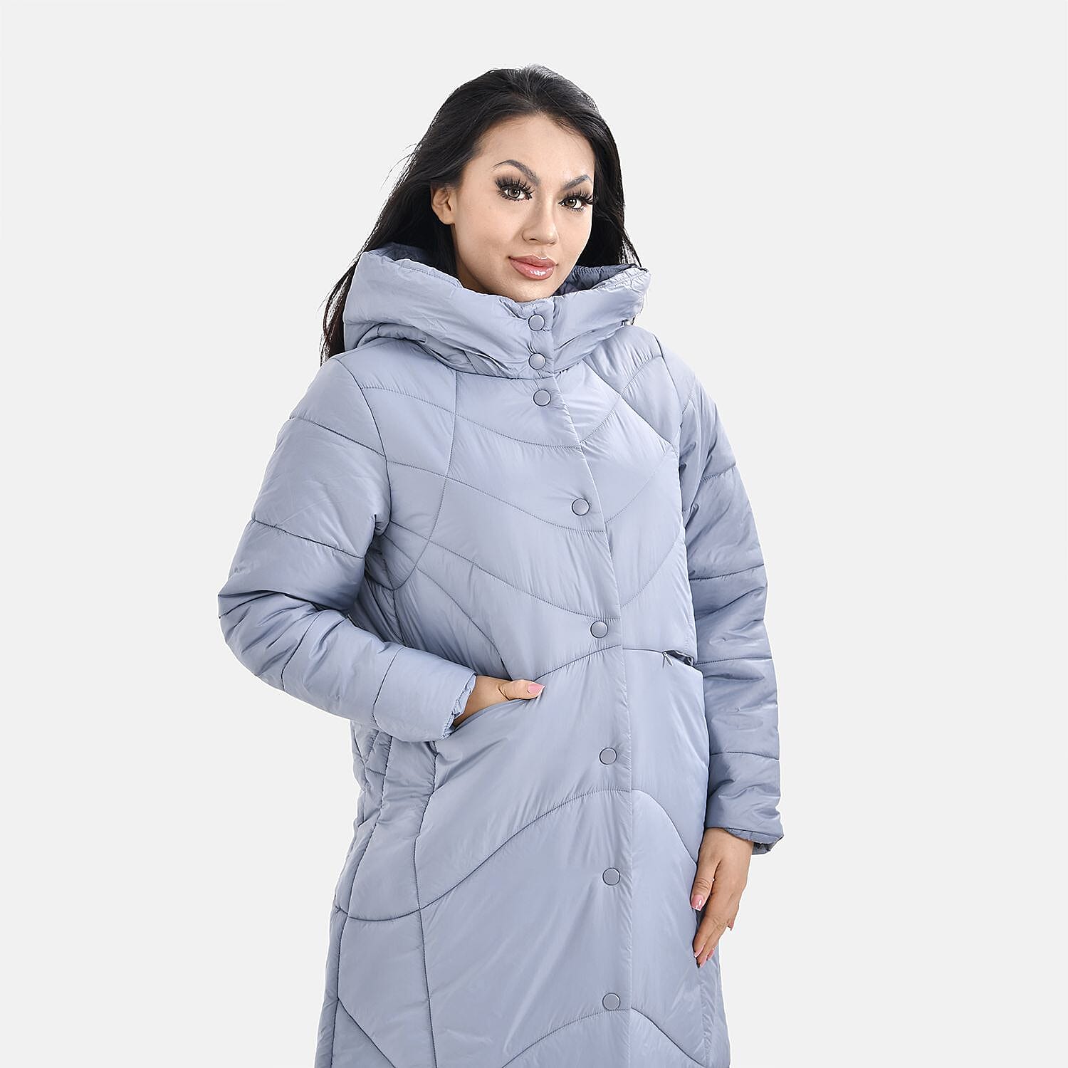 Long Puff Jacket (Size-S) - Dark Grey