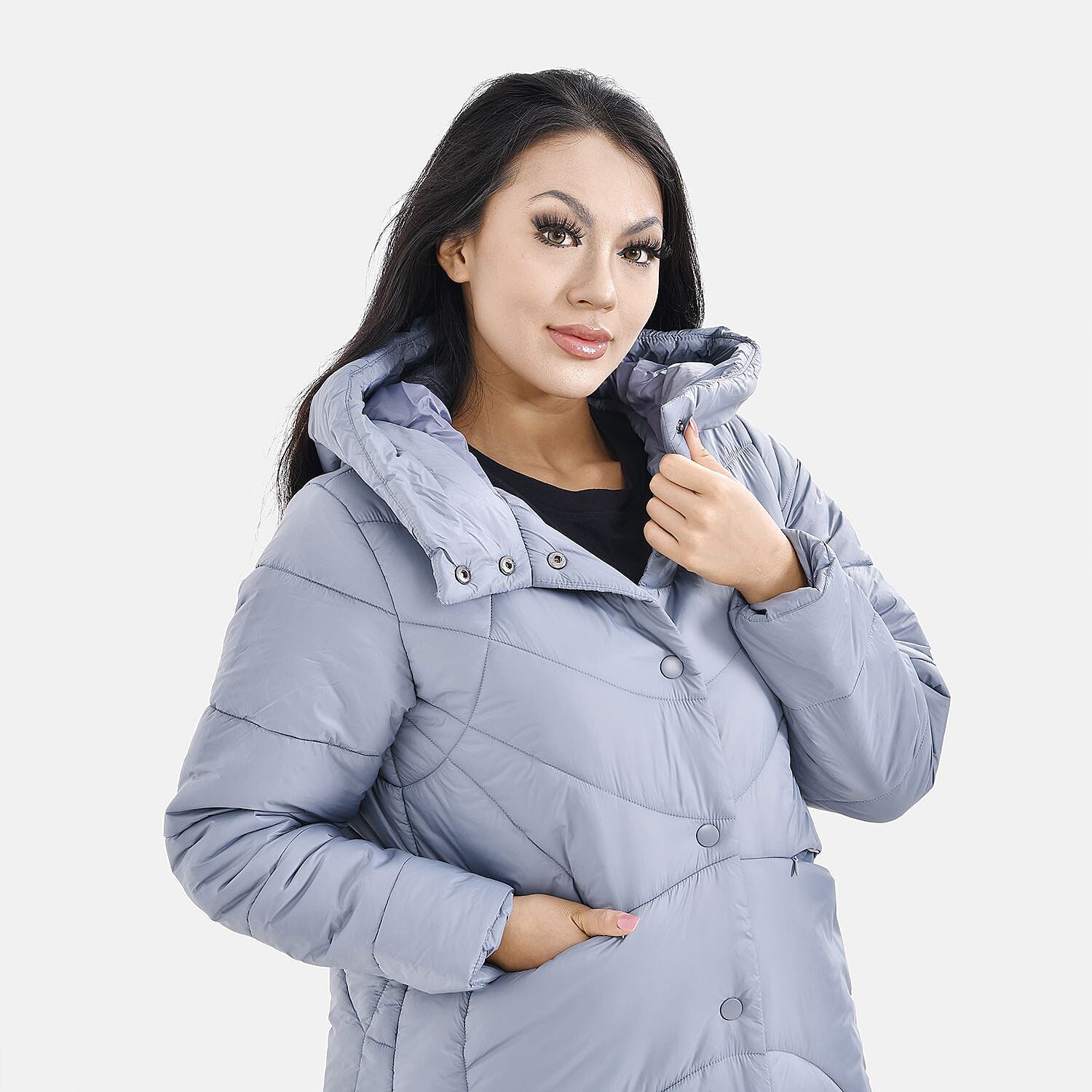 Long Puff Jacket (Size-S) - Dark Grey