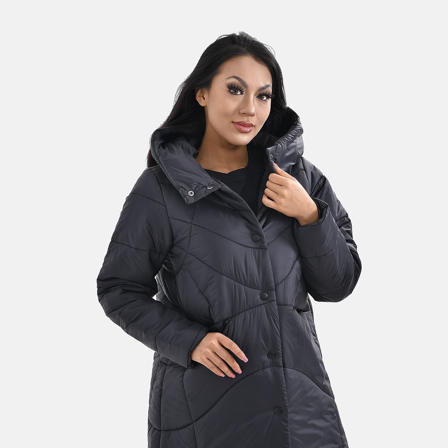 Long Puff Jacket (Size-S) - Dark Grey