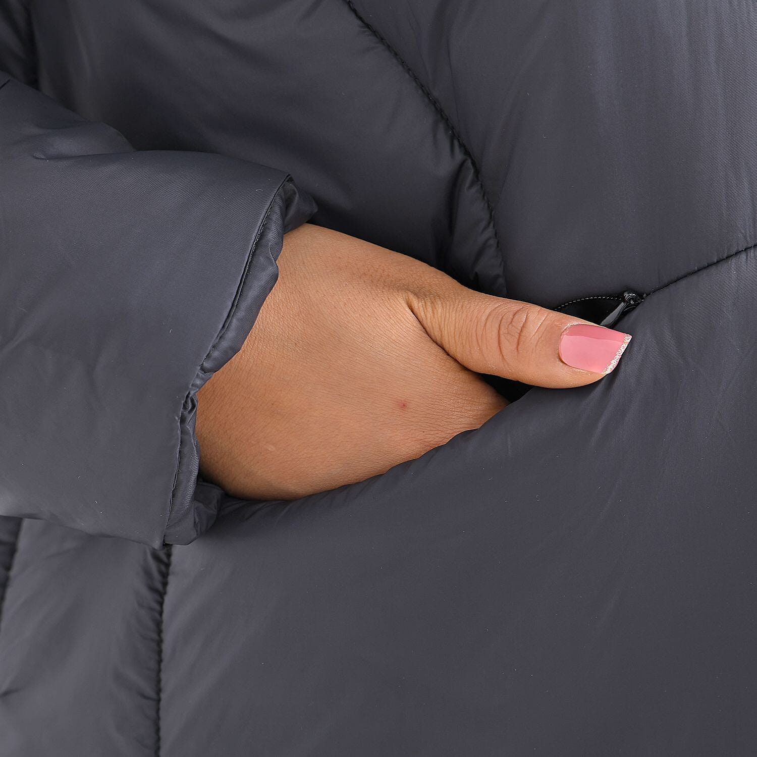 Long Puff Jacket (Size-S) - Dark Grey