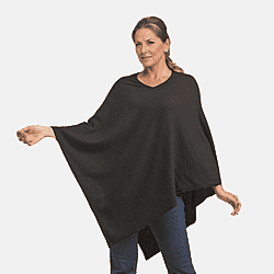 La Marey 100%&Acirc;&nbsp;Pashmina Wool Poncho - Black 