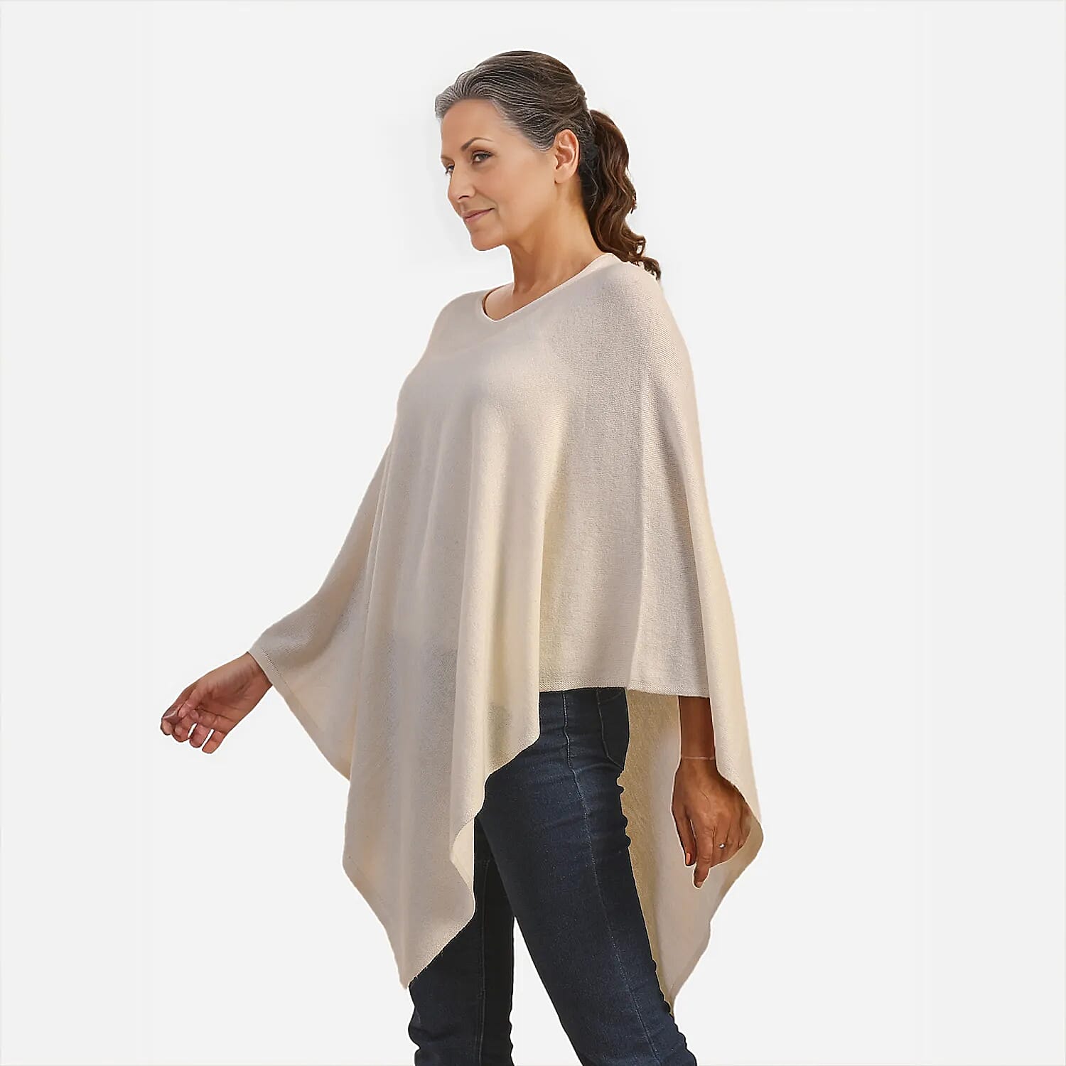 LA MAREY 100% Cashmere Woollen Poncho (Size- 70 Cm) - Khaki