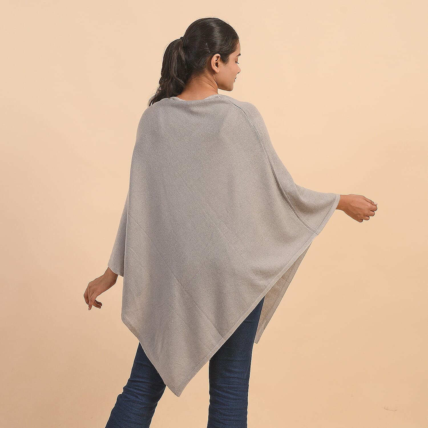 LA MAREY 100% Cashmere Woollen Poncho (Size- 70 Cm) - Khaki