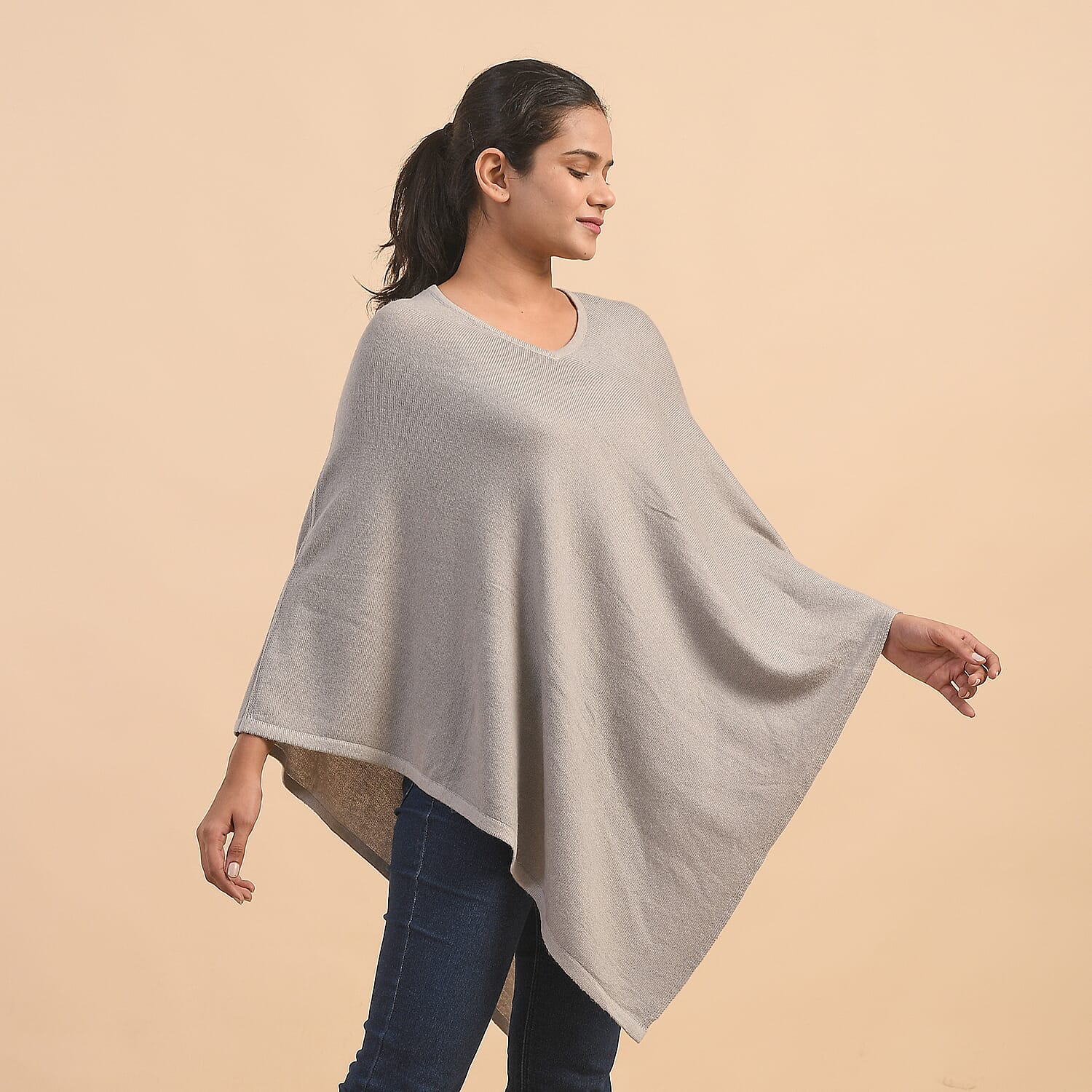 LA MAREY 100% Cashmere Woollen Poncho (Size- 70 Cm) - Khaki