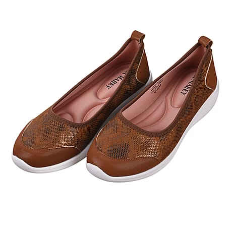 LA MAREY Snake Pattern Ladies Shoes (Size 8) - Brown