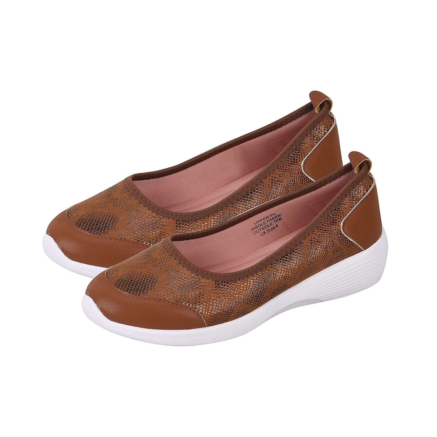 LA MAREY Snake Pattern Ladies Shoes (Size 8) - Brown