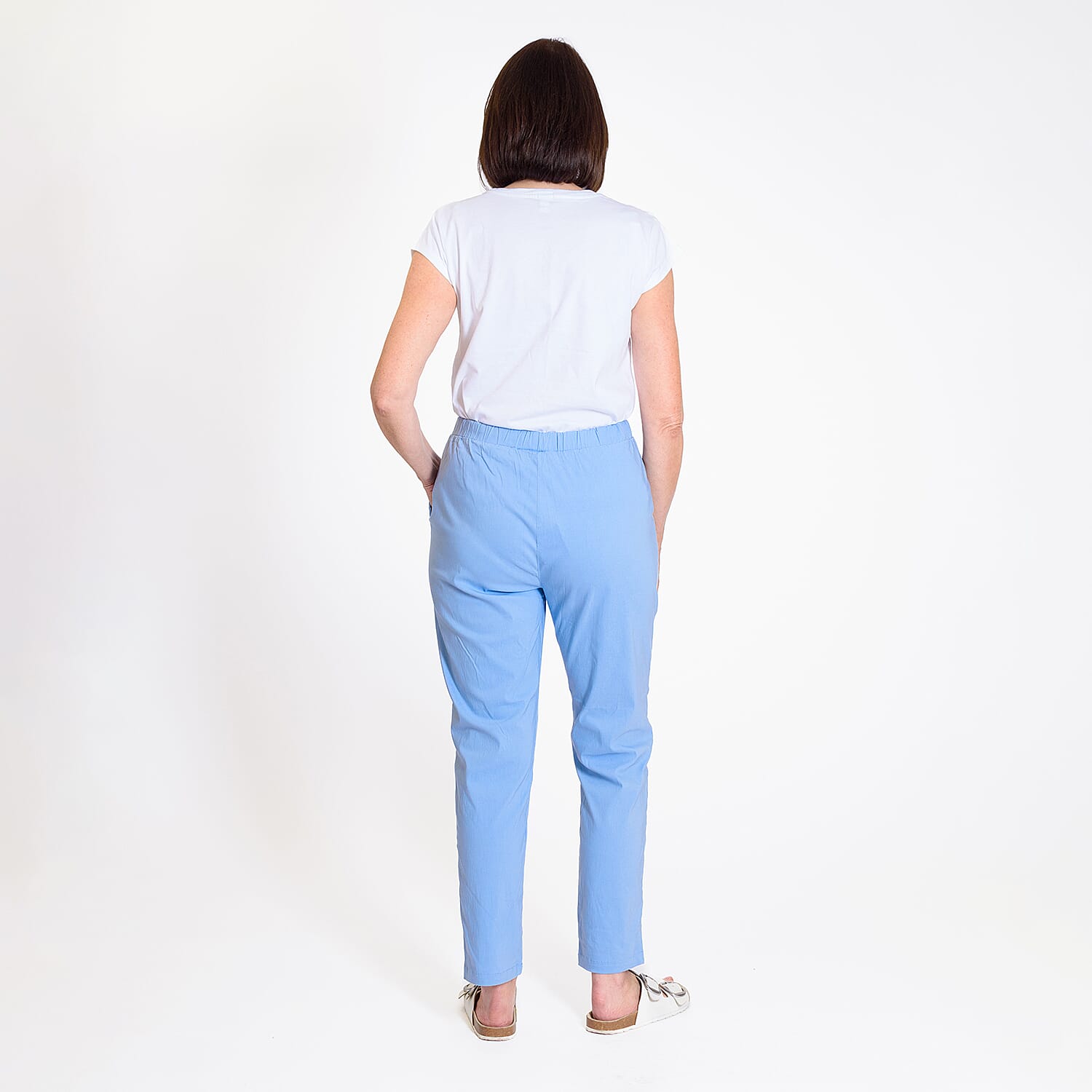 Pure And Natural - Ladies Stretchable Trouser (Size 12) - Light Blue