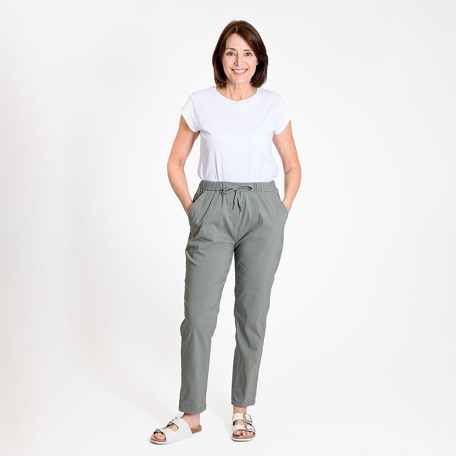 Pure And Natural - Ladies Stretchable Trouser (Size 12) - Light Blue