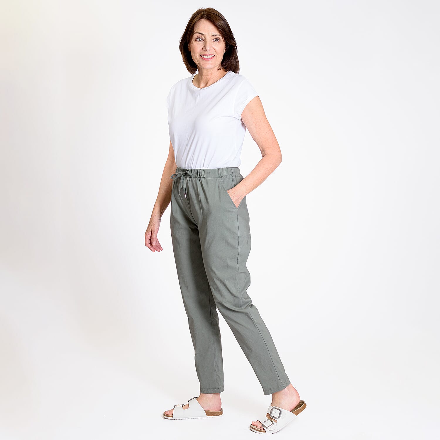 Pure And Natural - Ladies Stretchable Trouser (Size 12) - Light Blue