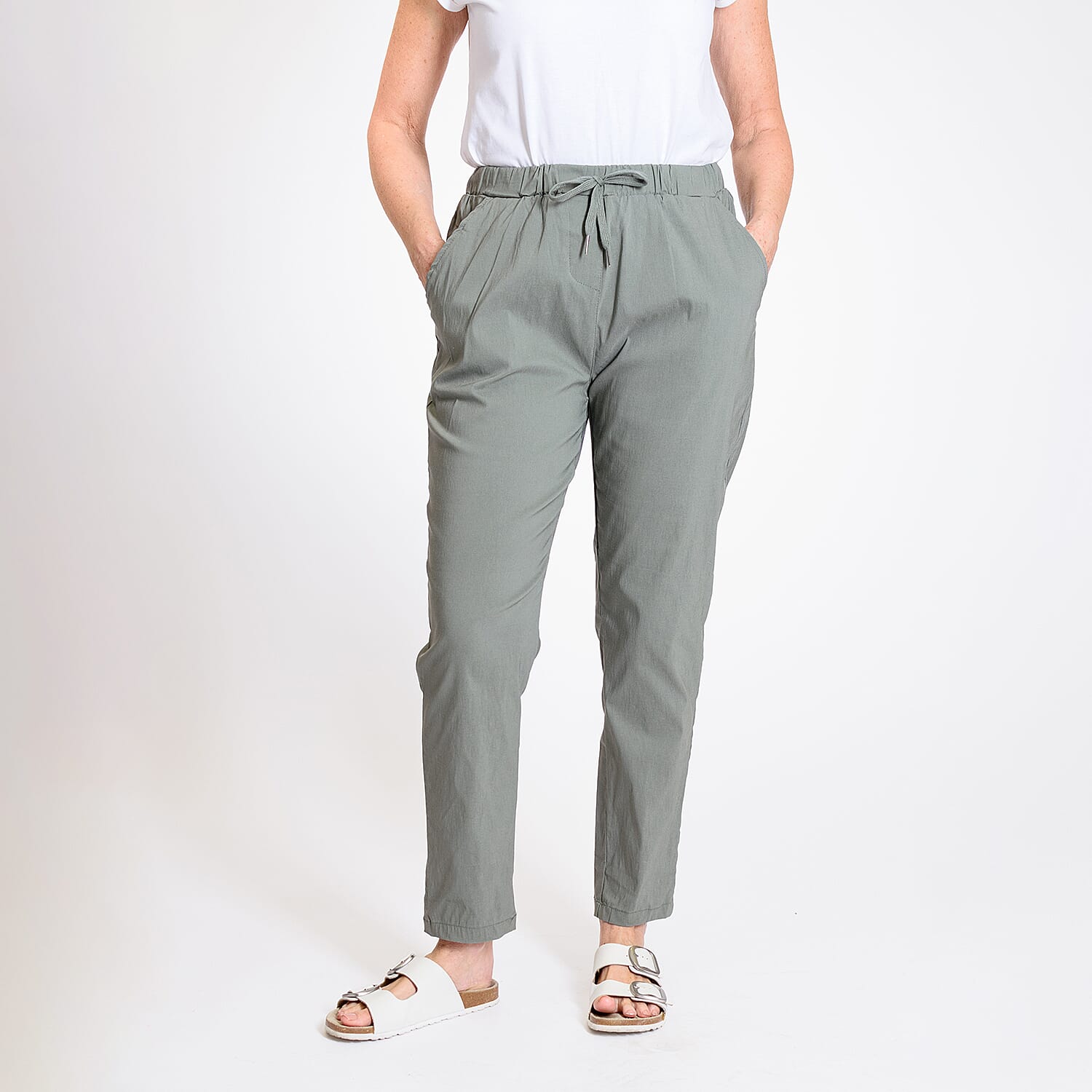 Pure And Natural - Ladies Stretchable Trouser (Size 12) - Light Blue