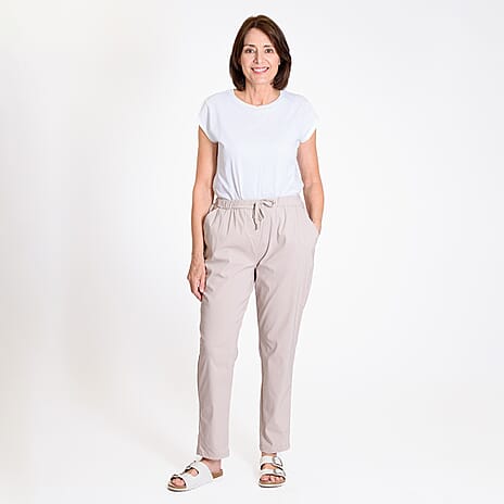 Pure And Natural - Ladies Stretchable Trouser (Size 22) - Stone