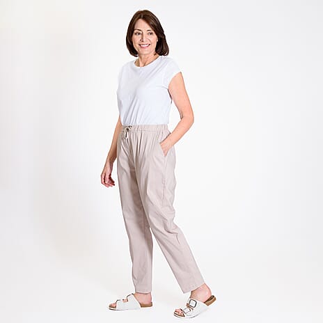 Pure And Natural - Ladies Stretchable Trouser (Size 22) - Stone