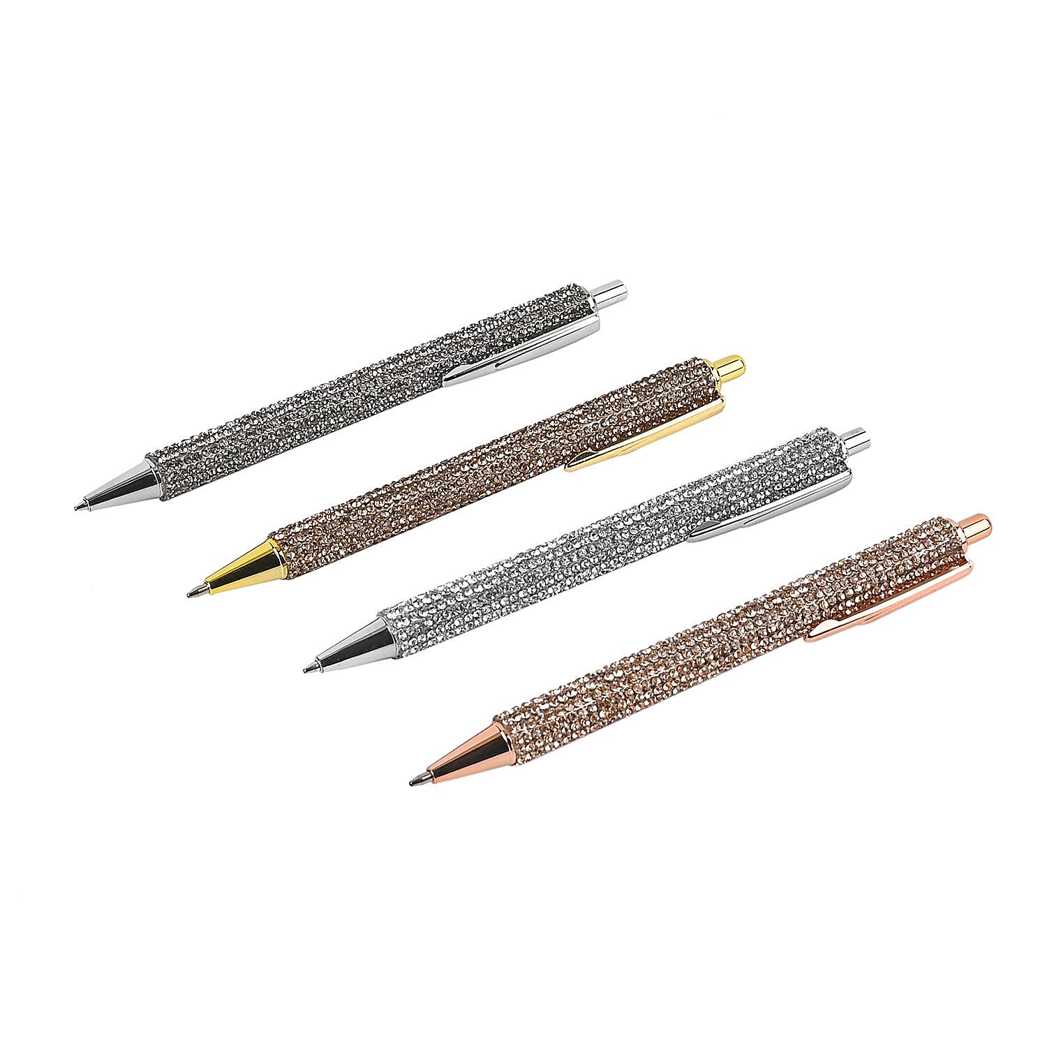 Set of 4 Spring hydrodrill Ball Point Pen - 4 Replacement Refills (Black & Blue Ink) - Multi