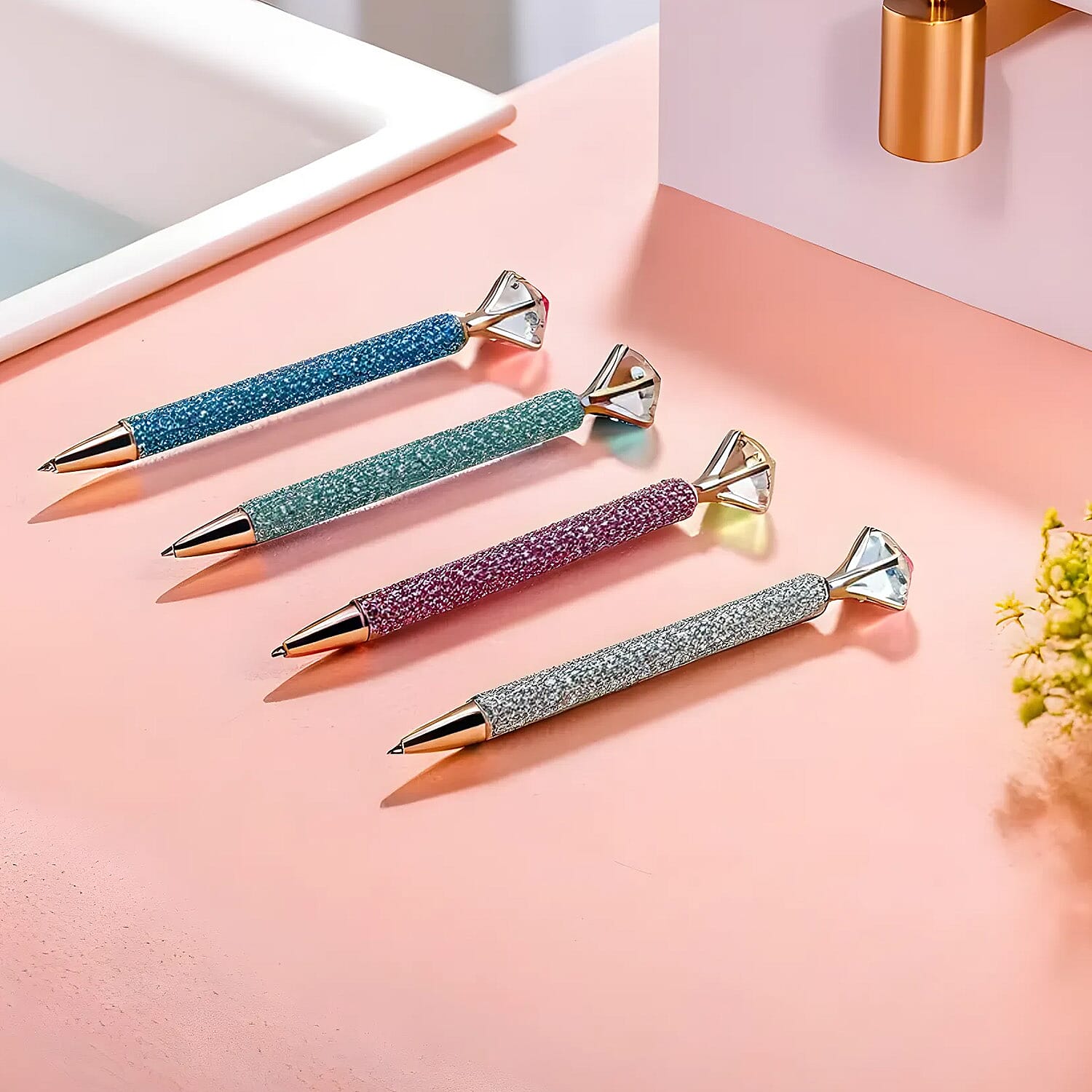 Set of 4 Head Water Drill Ball Point Pen - 4 Replacement Refills (Black - Blue Ink) - Multi