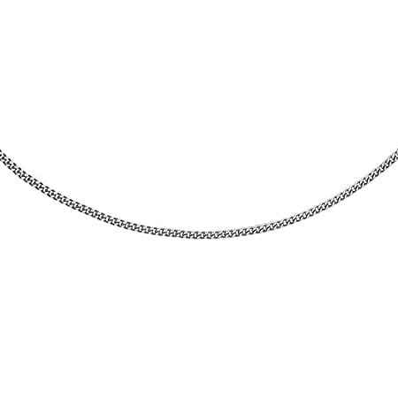 Sterling Silver Rhodium Plated Panza Curb Chain 18 Inch