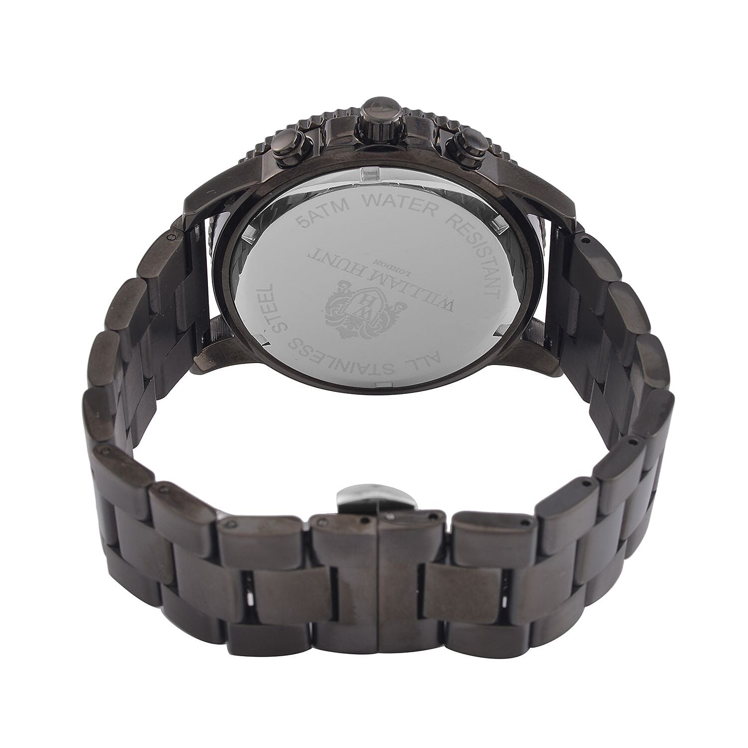 WILLIAM HUNT Designer Multifunction Chronograph Movt. rotating Bezel 45 mm Dial Water resistant stainless steel Watch in Black