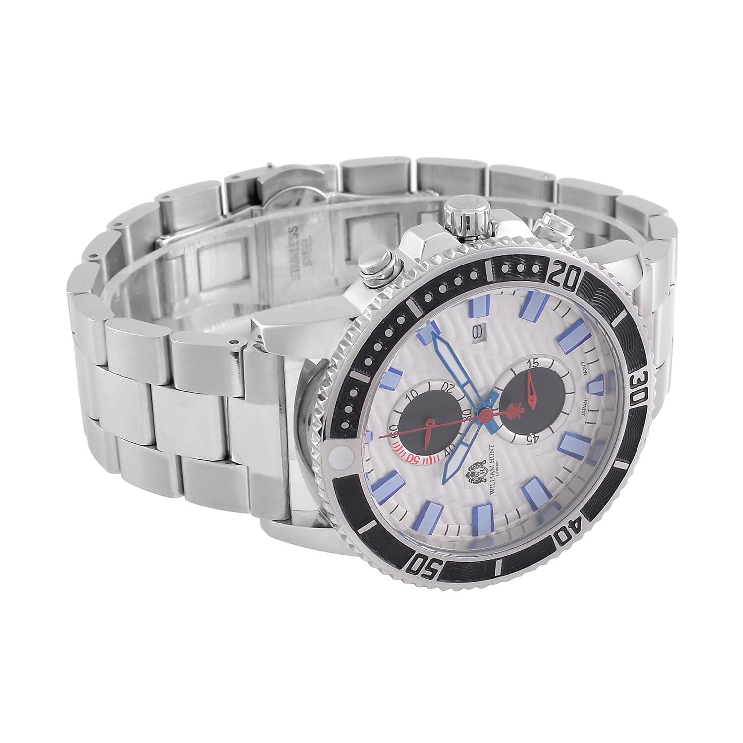WILLIAM HUNT Designer Multifunction Chronograph Watch - Silver