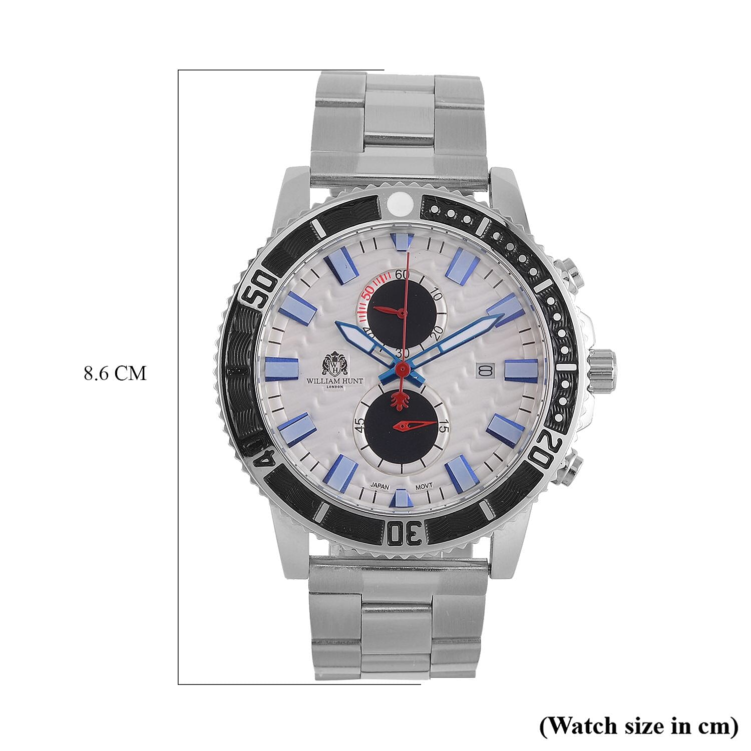 WILLIAM HUNT Designer Multifunction Chronograph Watch - Silver