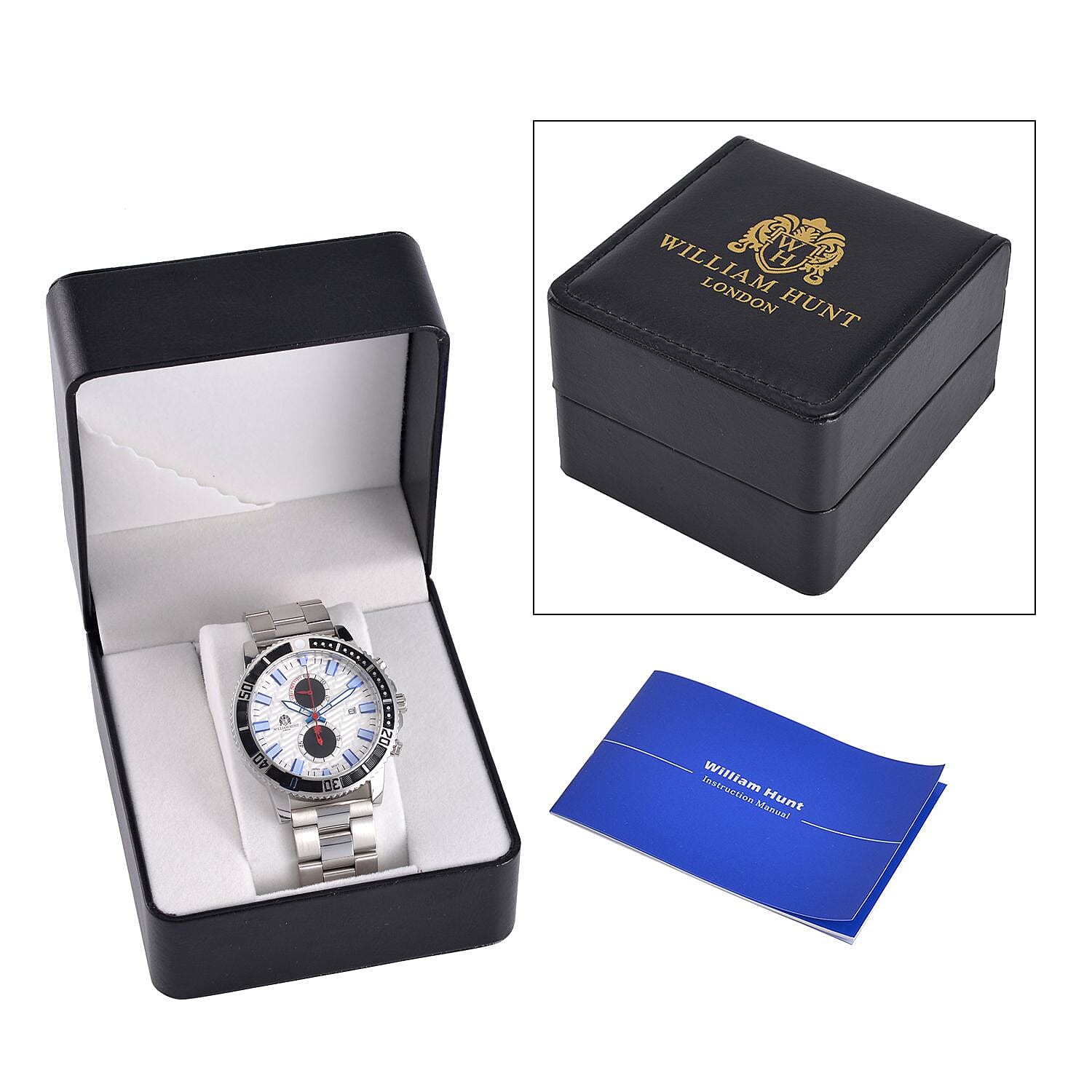 WILLIAM HUNT Designer Multifunction Chronograph Watch - Silver