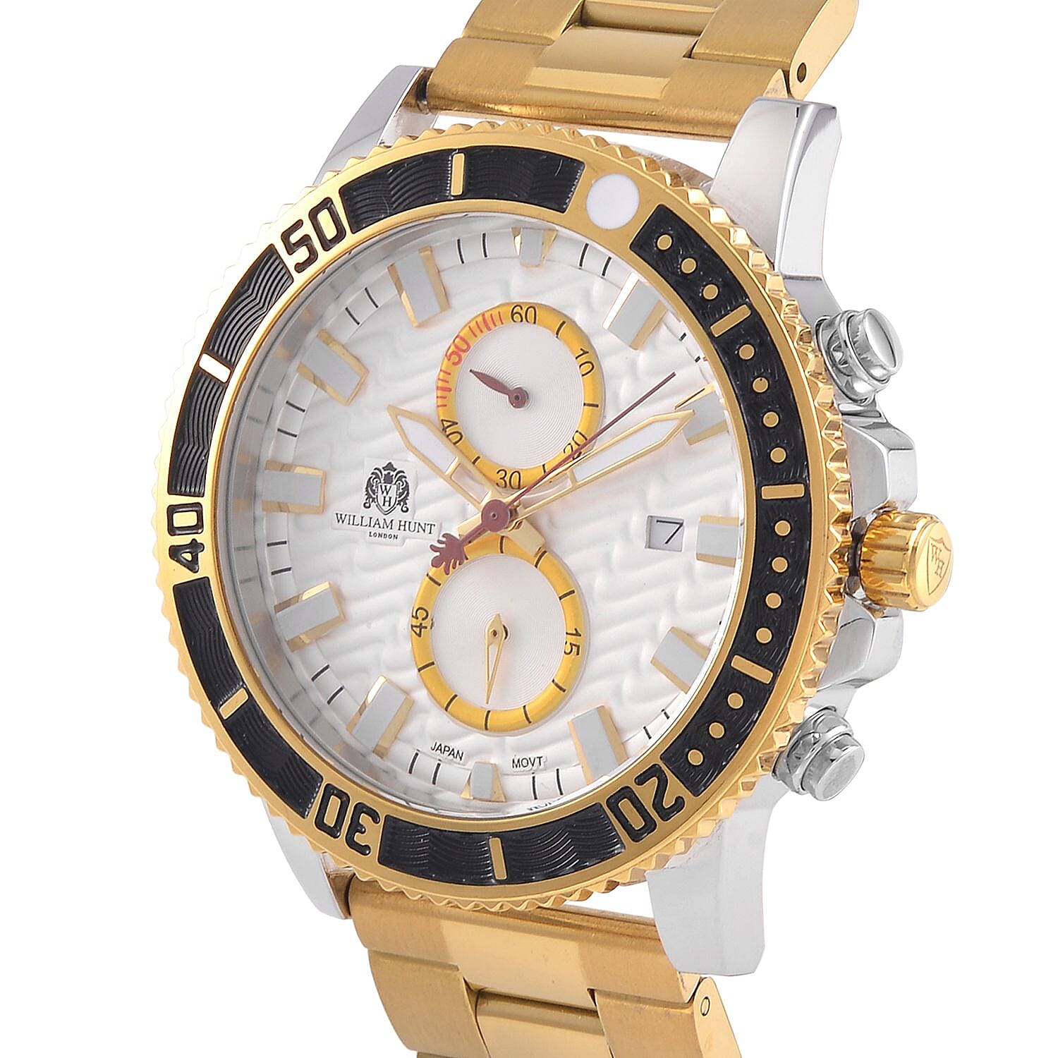WILLIAM HUNT Designer Multifunction Chronograph Watch - Gold