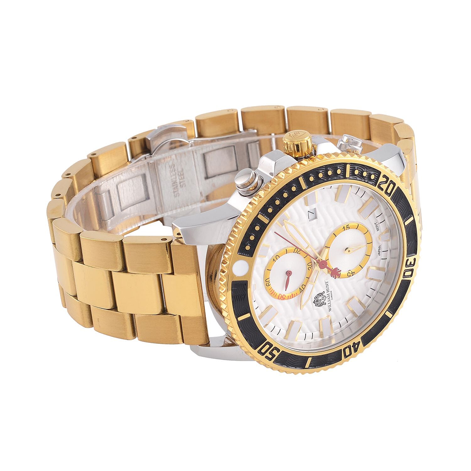 WILLIAM HUNT Designer Multifunction Chronograph Watch - Gold