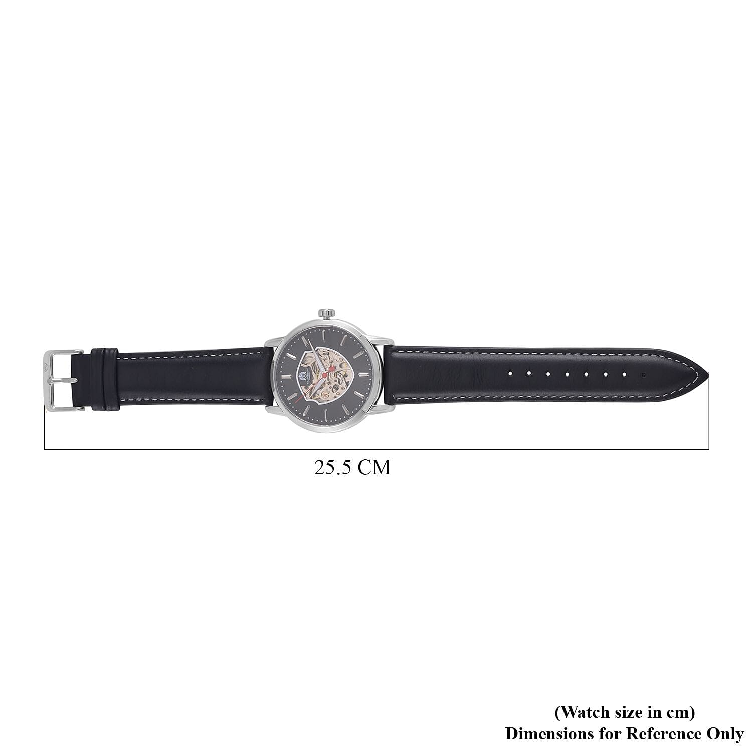 WILLIAM HUNT Automatic Movt. 5 ATM Water Resistant Watch With Skeleton Display - Black Leather Strap