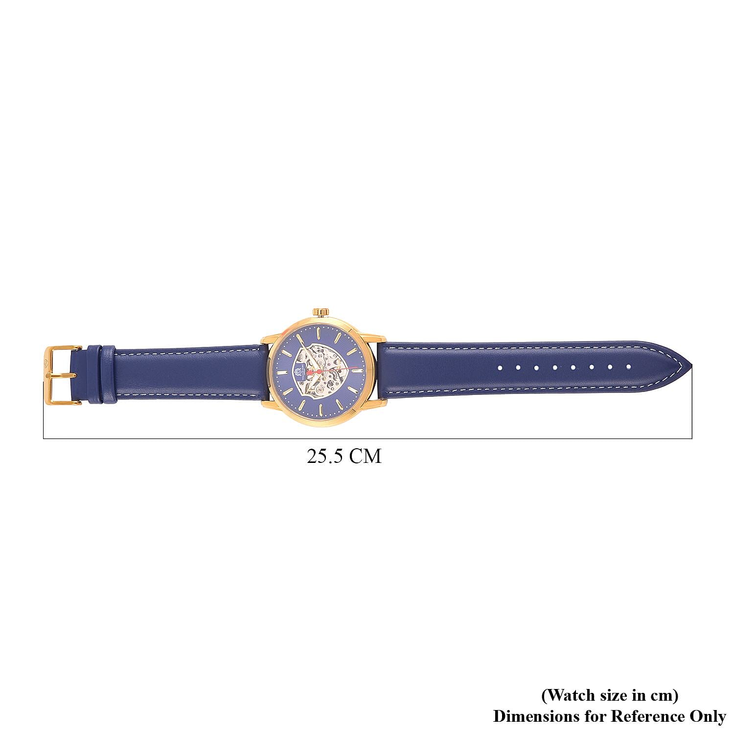 WILLIAM HUNT Automatic Movement 5 ATM Water Resistant Watch With Skeleton Display - Blue Leather Strap