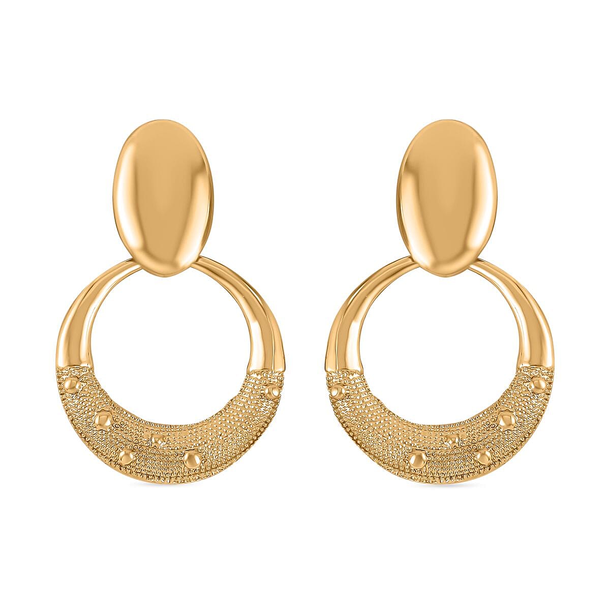 Antique Design Dangle Earrings in Yellow Gold Tone Antique Design Dangle Earrings in Yellow Gold Tone
