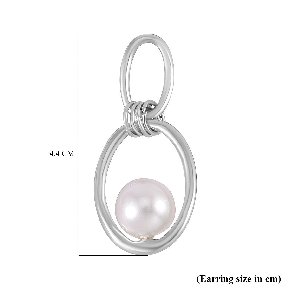 White Shell Pearl Dangle Earrings in Silver Tone