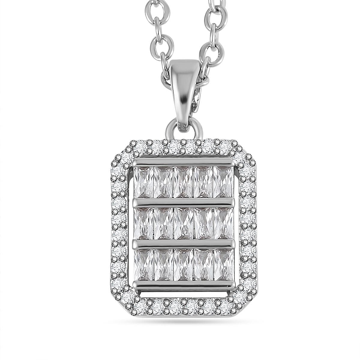 Cubic Zirconia Pendant with Chain (Size - 20-2 inch Ext.)