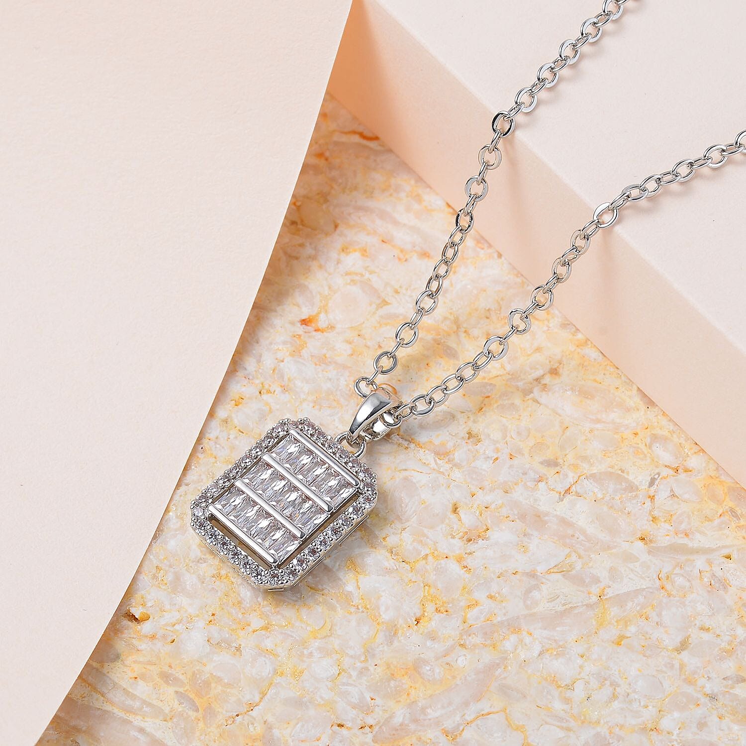 Cubic Zirconia Pendant with Chain (Size - 20-2 inch Ext.)