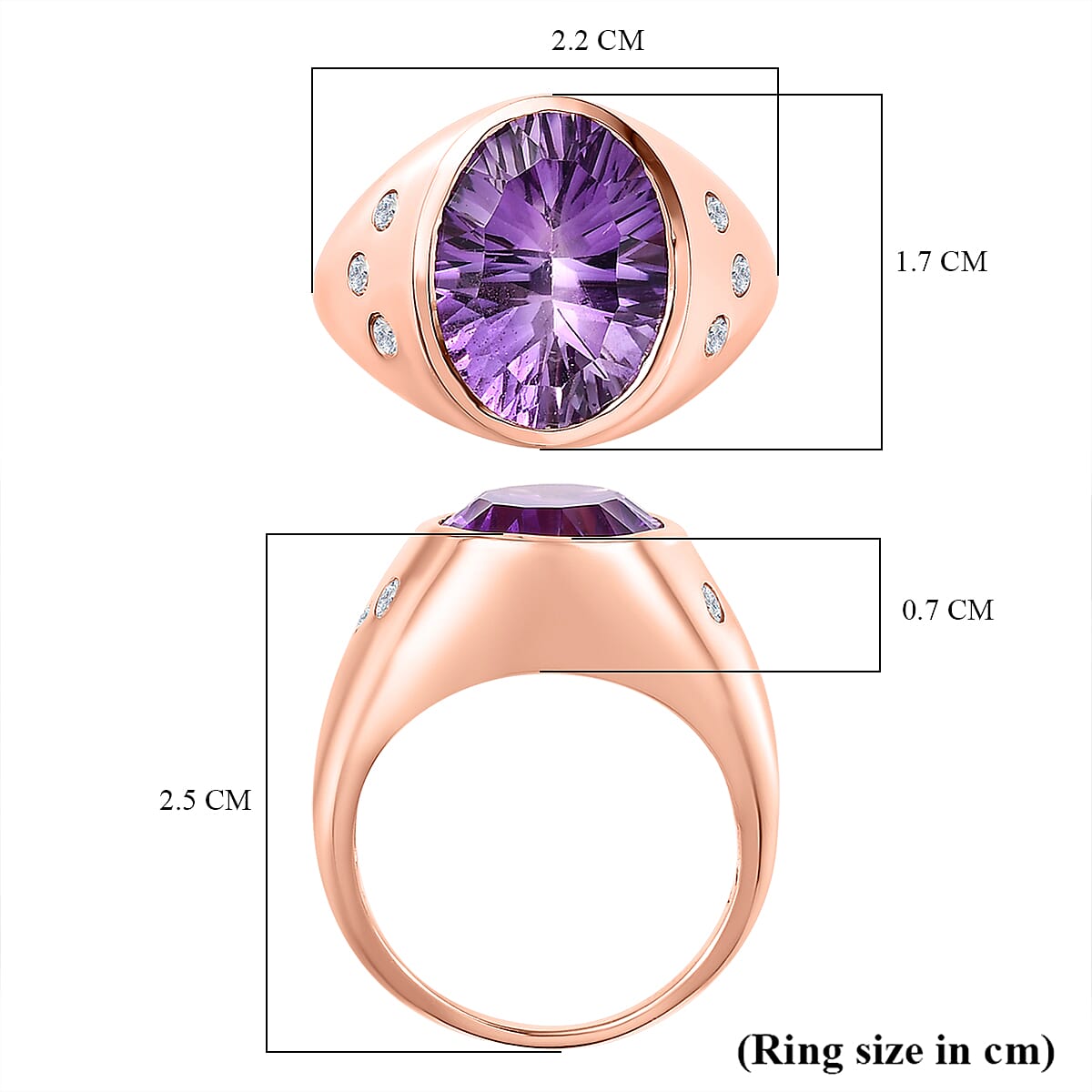 Concave Ultimate Rose De France Amethyst and Natural Zircon Solitaire Ring in 18K Rose Gold Vermeil Plated Sterling Silver 5.47 Ct, Silver Wt 5.43 GM Concave Ultimate Rose De France Amethyst and Natural Zircon Solitaire Ring in 18K Rose Gold Vermeil Plated Sterling Silver 5.47 Ct, Silver Wt 5.43 GM