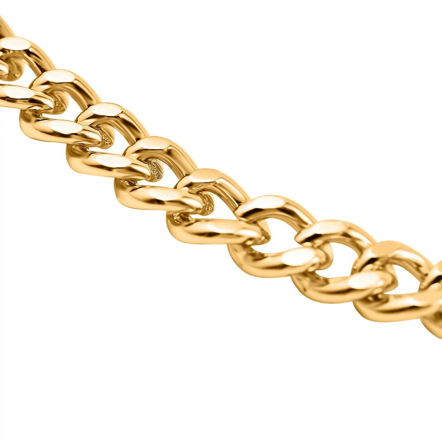 Cubic Zirconia Star Curb Link Necklace (Size - 20) with T-Bar Clasp in Yellow Gold Tone