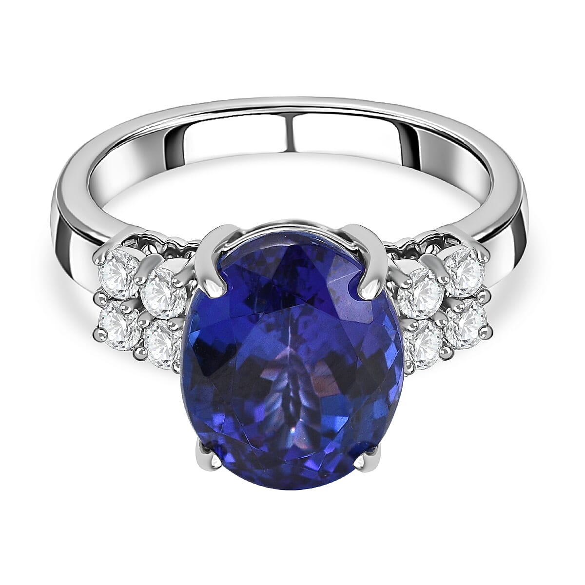 RHAPSODY 950 Platinum AAAA Tanzanite and Diamond (VS- E-F) Ring 5.60 Ct, Platinum Wt. 7.31 GM