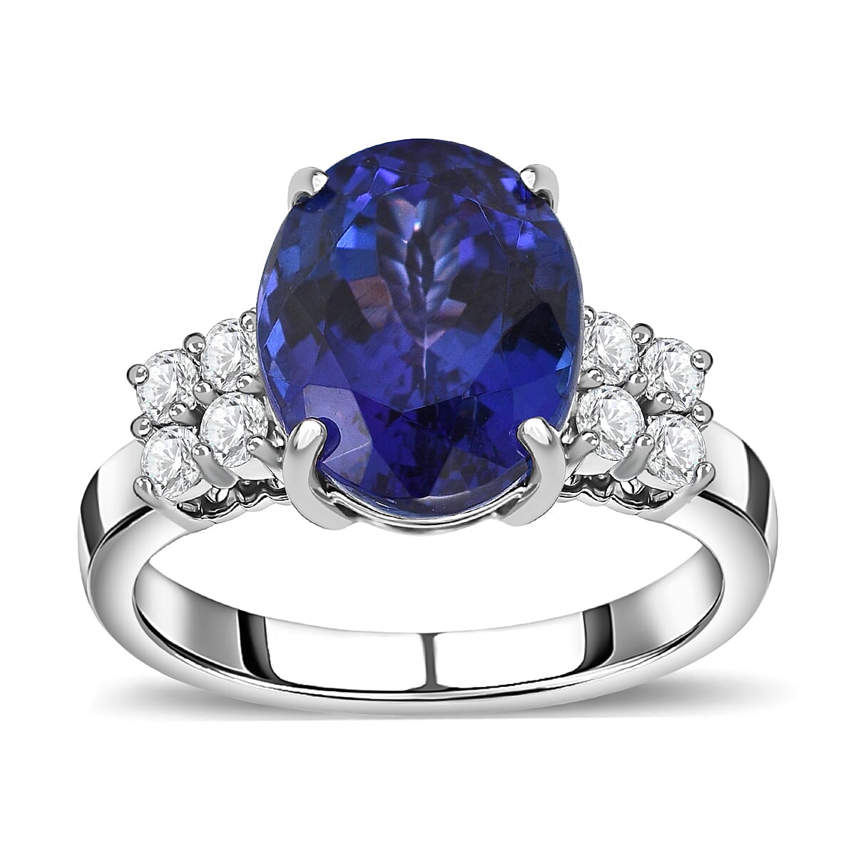 RHAPSODY 950 Platinum AAAA Tanzanite and Diamond (VS- E-F) Ring 5.60 Ct, Platinum Wt. 7.31 GM