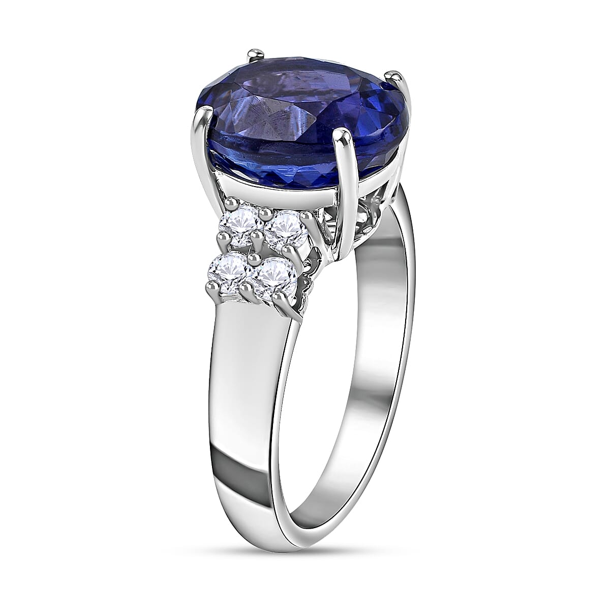 RHAPSODY 950 Platinum AAAA Tanzanite and Diamond (VS- E-F) Ring 5.60 Ct, Platinum Wt. 7.31 GM