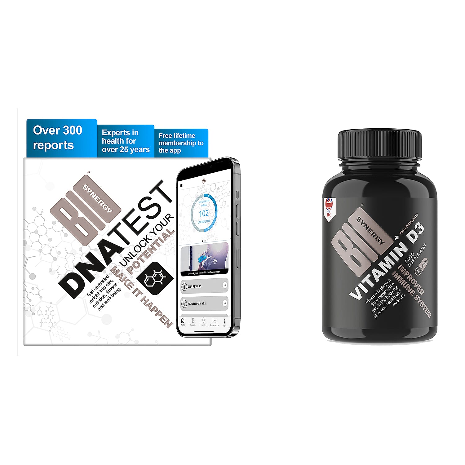 BIO SYNERGY- DNA Test Kit With Free Vitamin D3 Supplement